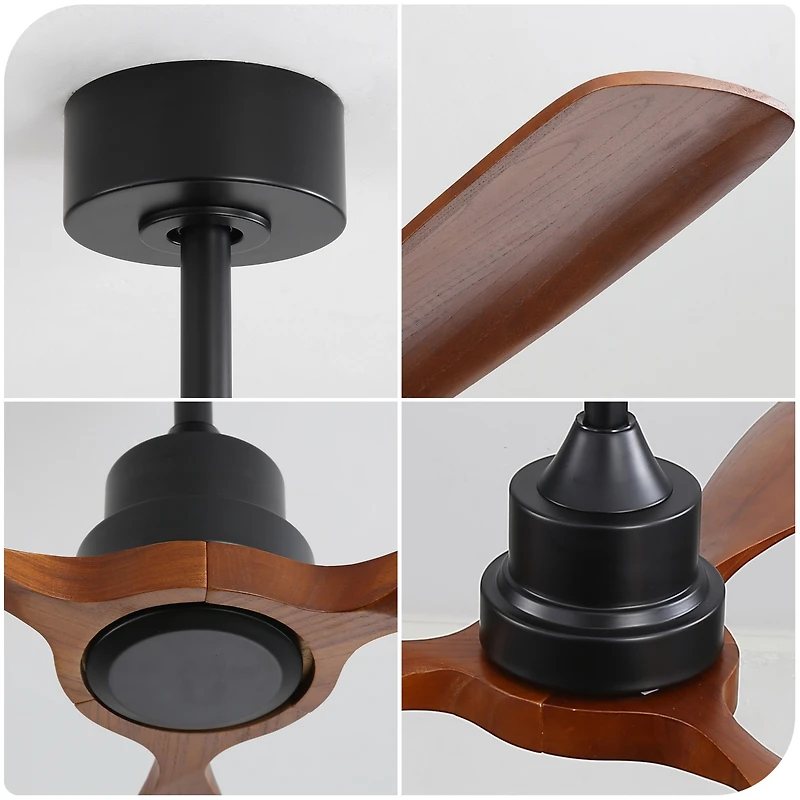 Streamdale 48" Matte Black Ceiling Fan with Remote Control, No Light