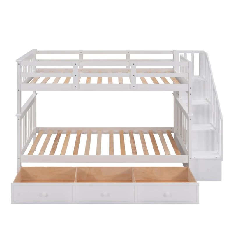 Streamdale Stairway Twin-Over-Twin Bunk Bed With Three Drawers For Bedroom, Dorm
