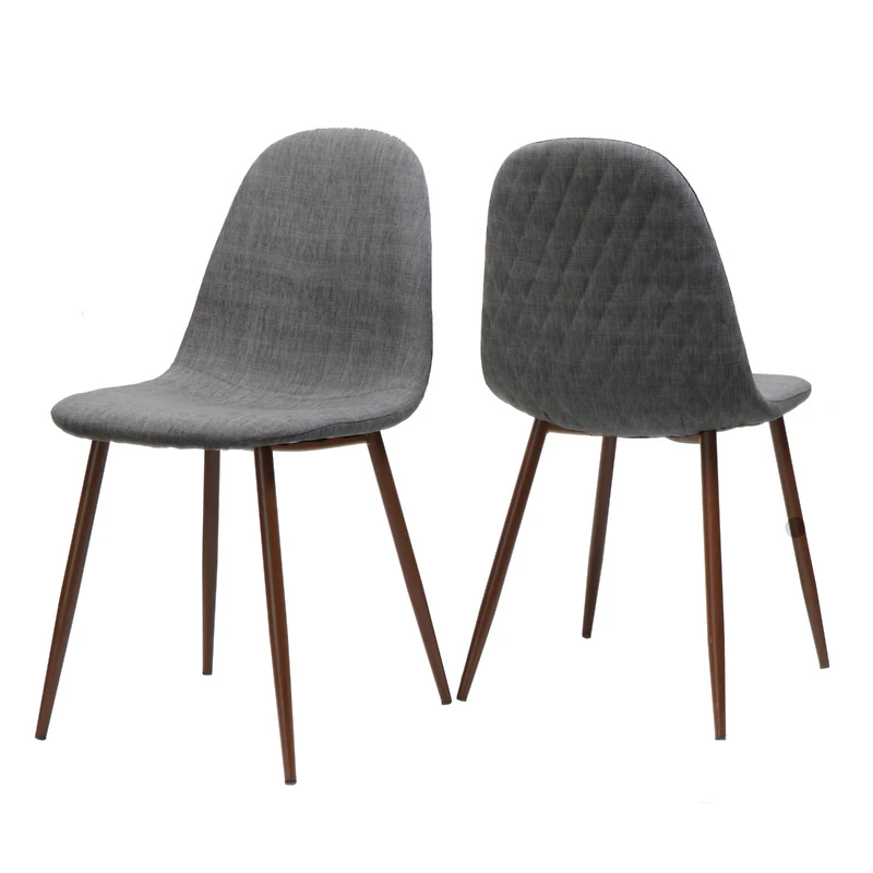 Streamdale Furniture Two Light Grey Fabric Dining Chairs with Iron Legs