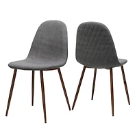 Streamdale Furniture Two Light Grey Fabric Dining Chairs with Iron Legs