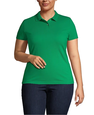 Lands' End Women's Plus Short Sleeve Basic Mesh Polo Shirt