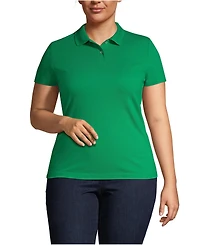 Lands' End Women's Plus Short Sleeve Basic Mesh Polo Shirt