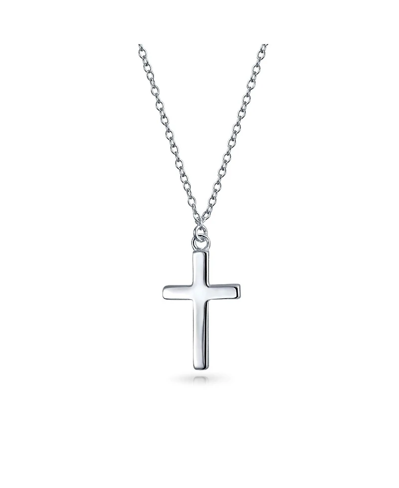 Bling Jewelry Delicate Small Latin Cross Pendant Necklace Flat Rose Gold Plated Sterling Silver 16 In Chain .40 Inch