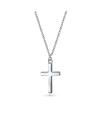 Bling Jewelry Delicate Small Latin Cross Pendant Necklace Flat Rose Gold Plated Sterling Silver 16 In Chain .40 Inch