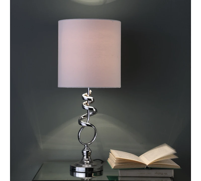 Streamdale 21.5-Inch Milo Abstract Brushed Silver Metal Table Lamp