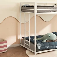 Simplie Fun Adam Sturdy Twin over Twin Metal Bunk White for Kids and Adult, Low Profile and Easy Climbing with Stable Ladder