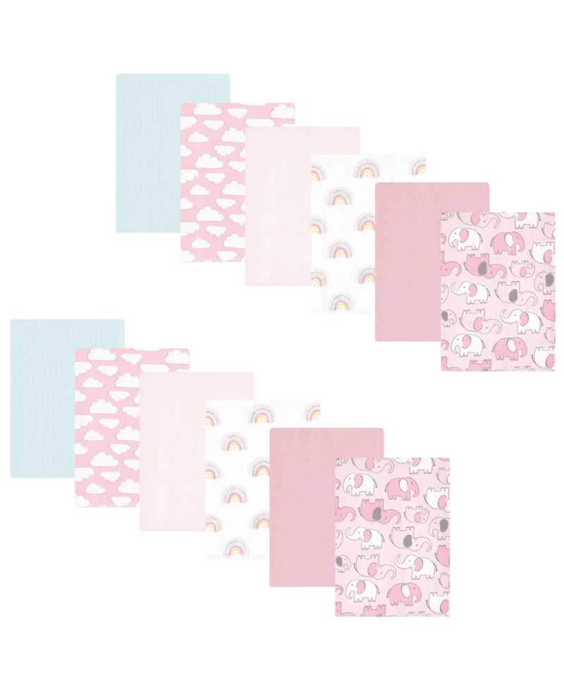 Hudson Baby Girls 12Pk Flannel Burp Cloth (Cotton Poly)