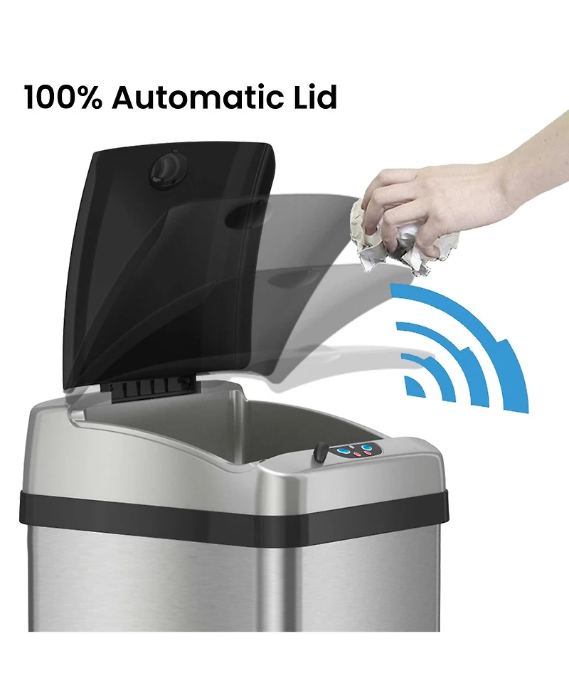 iTouchless Platinum Edition Stainless Steel Sensor Trash Can with AbsorbX Odor Filter 13 Gallon Silver