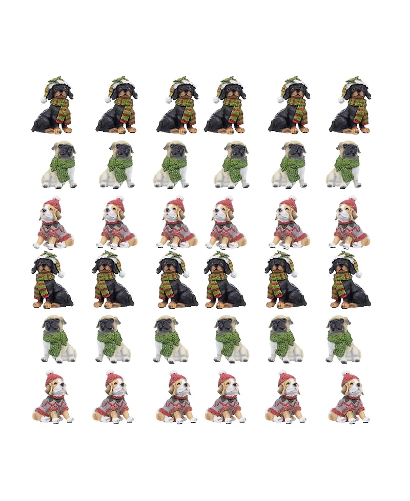 Slickblue Winter Dog Figurine With Hat And Scarf Accent (Set of 12)