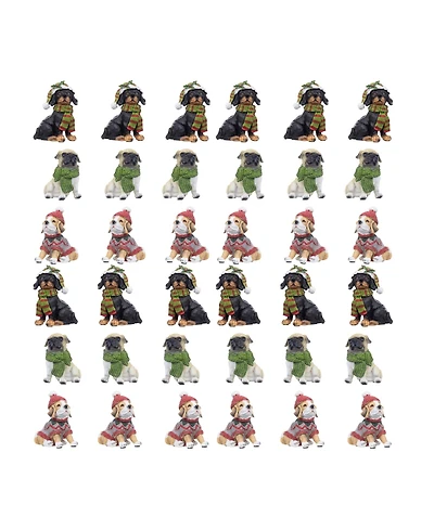 Slickblue Winter Dog Figurine With Hat And Scarf Accent (Set of 12)