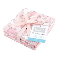 Hudson Baby Girls 10Pk Flannel Washcloths (Cotton Poly