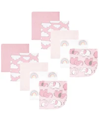 Hudson Baby Girls 10Pk Flannel Washcloths (Cotton Poly