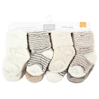 Hudson Baby Boys Cozy Chenille Newborn and Terry Socks, Gray Stripe 8 Pack, 12-24 Months