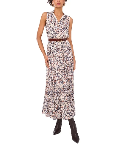 1.state Women's Split-Neck Sleeveless Maxi Dress