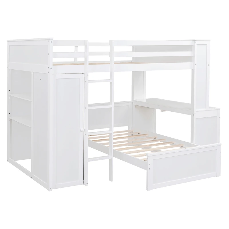 Streamdale Twin Loft Bed with Desk, Shelves, and Wardrobe