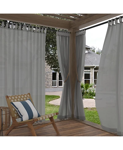 Amina Open Weave Indoor/Outdoor Sheer Tab Top Curtain Panel