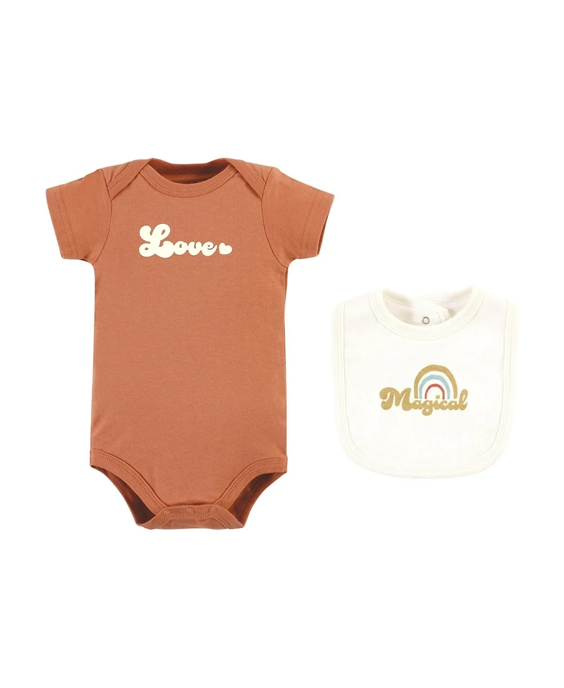 Hudson Baby Boys Unisex Cotton Outfit Collection with Bodysuit & Bandana Bibs