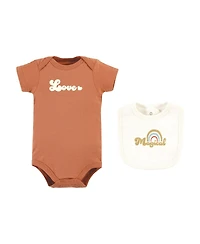 Hudson Baby Boys Unisex Cotton Outfit Collection with Bodysuit & Bandana Bibs