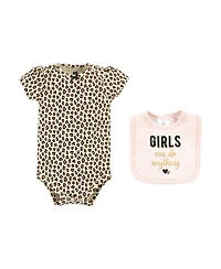 Hudson Baby Baby Girls Hudson Cotton Sleep and Play, Bodysuit and Bandana Bib