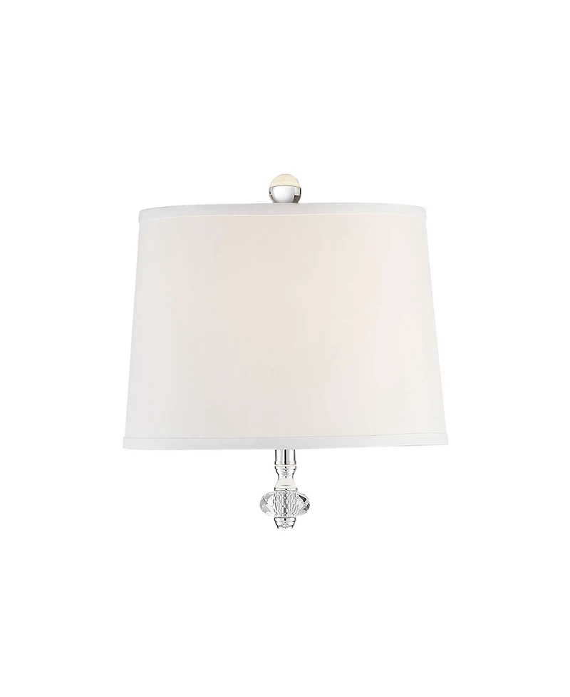 360 Lighting Montrose Glam Standing Floor Lamps 61" Tall Set of 2 Polished Steel Silver Crystal Glass White Fabric Drum Shade Decor for Living Room Re
