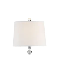 360 Lighting Montrose Glam Standing Floor Lamps 61" Tall Set of 2 Polished Steel Silver Crystal Glass White Fabric Drum Shade Decor for Living Room Re