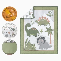 The Peanutshell Dinosaur Dreams Crib Bedding Set for Baby Boys, 3 Piece Nursery Set
