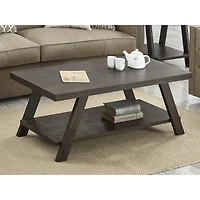 Streamdale Furniture Wood Shelf Coffee Table in Weathered Espresso