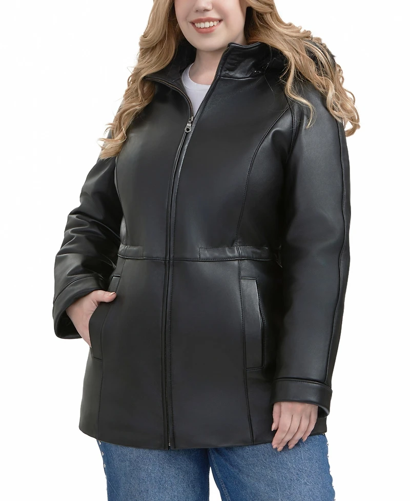 Bgsd Plus Uzima Leather Hooded Parka Coat