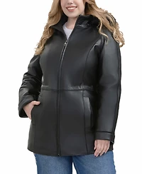 Bgsd Plus Uzima Leather Hooded Parka Coat