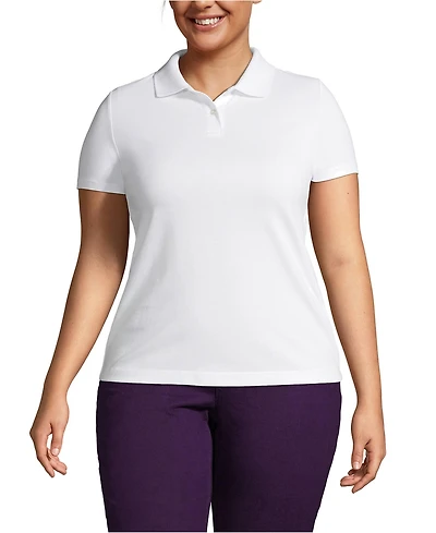 Lands' End Women's Plus Short Sleeve Basic Mesh Polo Shirt