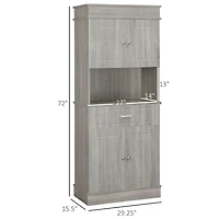 Homcom 72" Modern Kitchen Buffet Pantry Hutch w/ Drawer & Adjustable Shelves, Grey