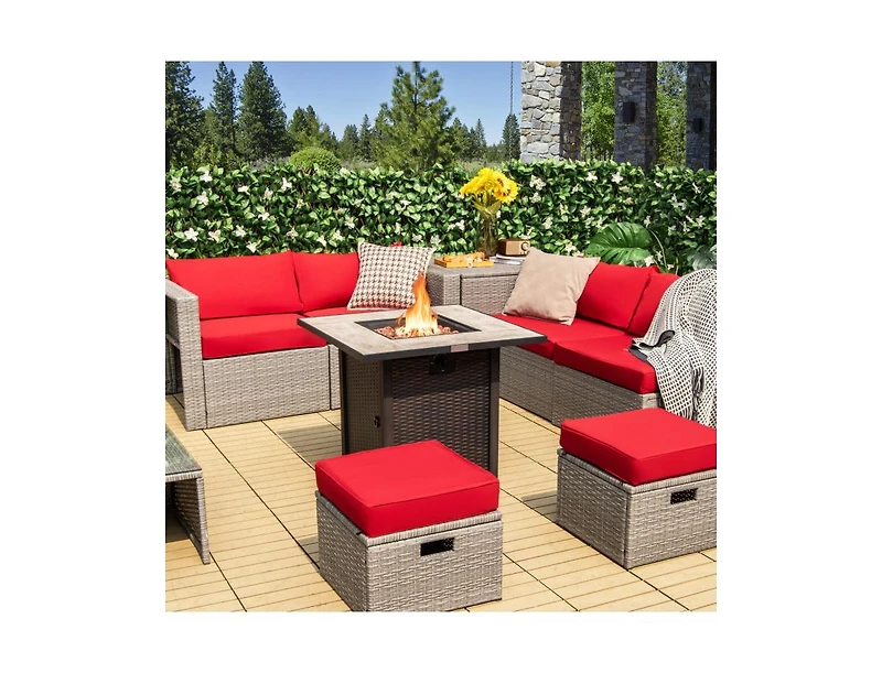 Slickblue 30 Inch Square Propane Gas Fire Pit Table Ceramic Tabletop
