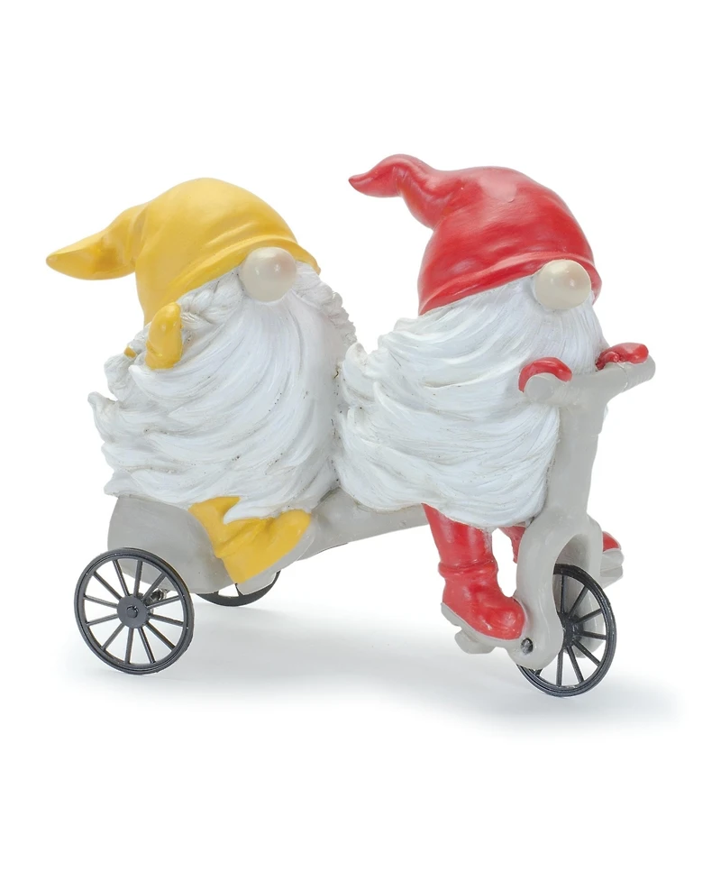 Slickblue Whimsical Garden Gnome Figurine Riding A Scooter And Wheelbarrow (Set of 2)