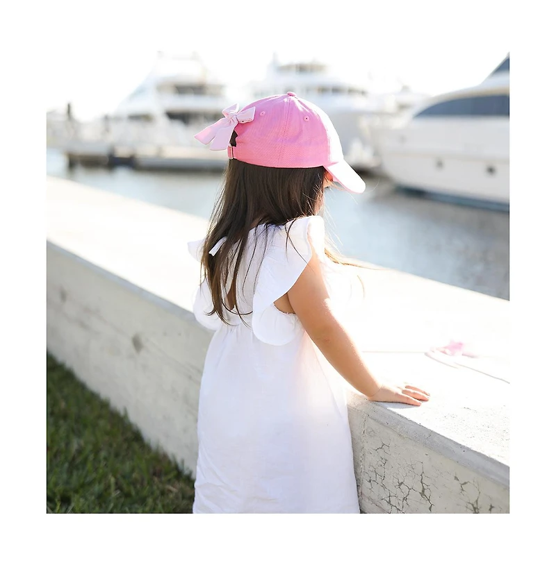 Bits & Bows Girls Princess Crown Bow Baseball Hat in Magenta