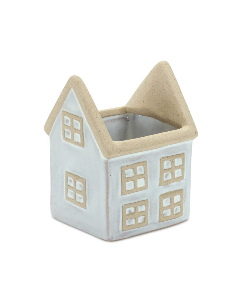 Slickblue Neutral Porcelain House And Barn Planter (Set of 2)
