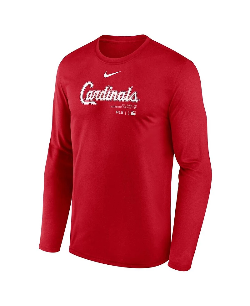 Nike Men's Red St. Louis Cardinals Authentic Collection Practice Performance Long Sleeve T-Shirt