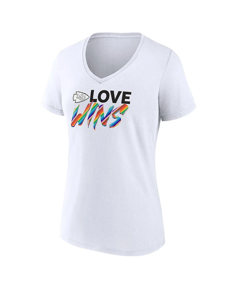 Fanatics Women's White Kansas City Chiefs Love Wins V-Neck T-Shirt