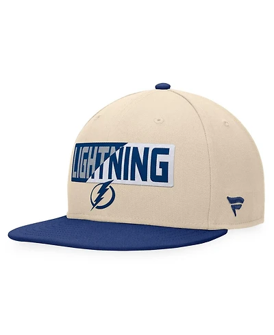 Fanatics Men's Cream/Blue Tampa Bay Lightning Goalaso Snapback Hat