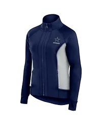 Fanatics Women's Navy Dallas Cowboys Studio Fitted Full-Zip Gym Track Jacket