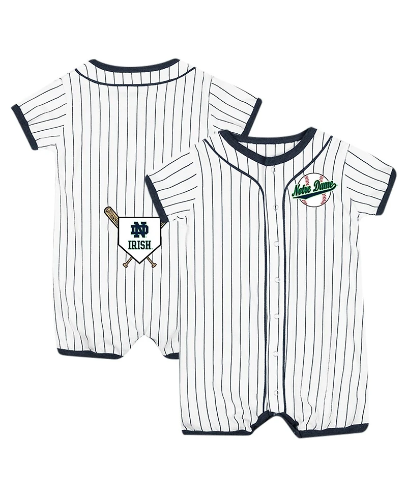 Colosseum Baby White Notre Dame Fighting Irish Pinstripe Dusty Romper