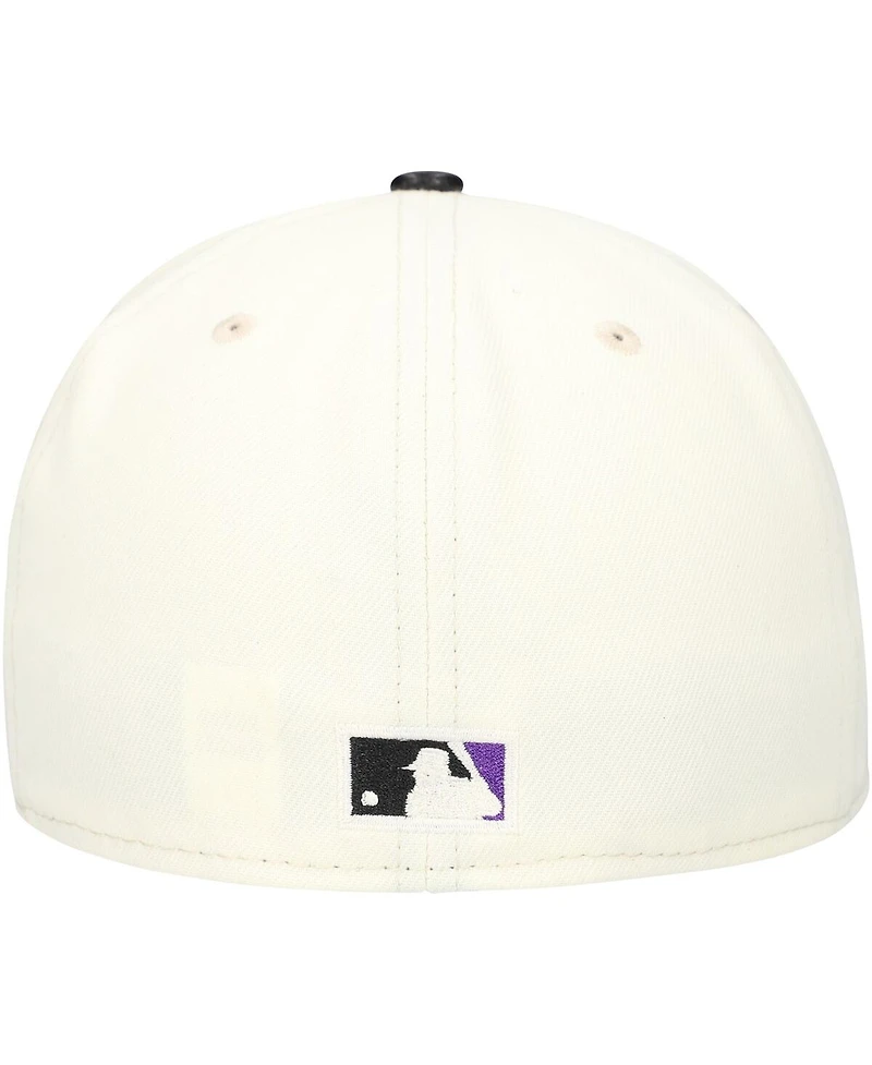 New Era Men's Cream Tampa Bay Rays Game Night Leather Visor 59FIFTY Fitted Hat