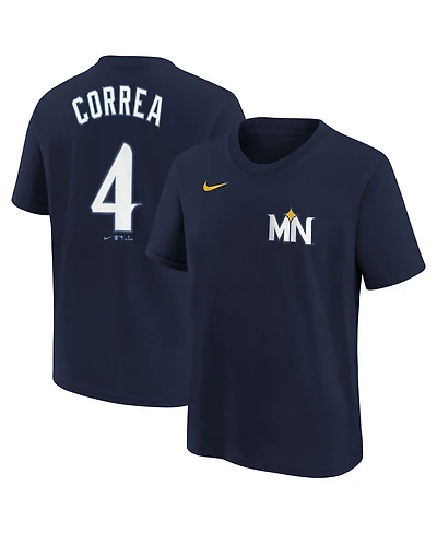 Nike Big Boys and Girls Carlos Correa Navy Minnesota Twins 2024 City Connect Name Number T-Shirt