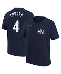 Nike Big Boys and Girls Carlos Correa Navy Minnesota Twins 2024 City Connect Name Number T-Shirt