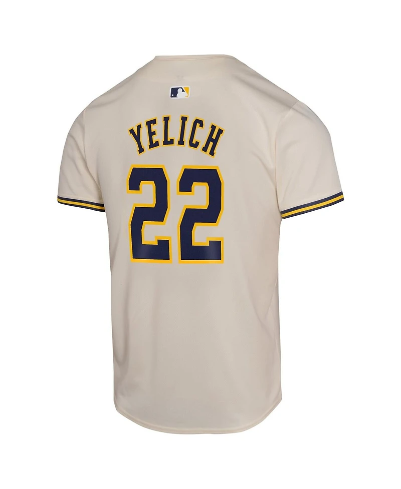 Nike Big Boys and Girls Christian Yelich Cream Milwaukee Brewers Home Game Player Jersey