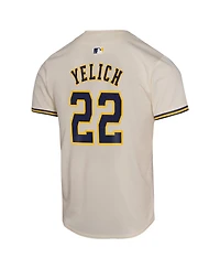 Nike Big Boys and Girls Christian Yelich Cream Milwaukee Brewers Home Game Player Jersey
