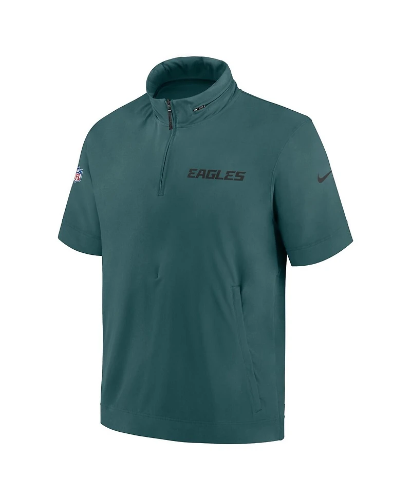Nike Men's Midnight Green Philadelphia Eagles 2024 Sideline Coach Short Sleeve Half-Zip Hoodie Jacket