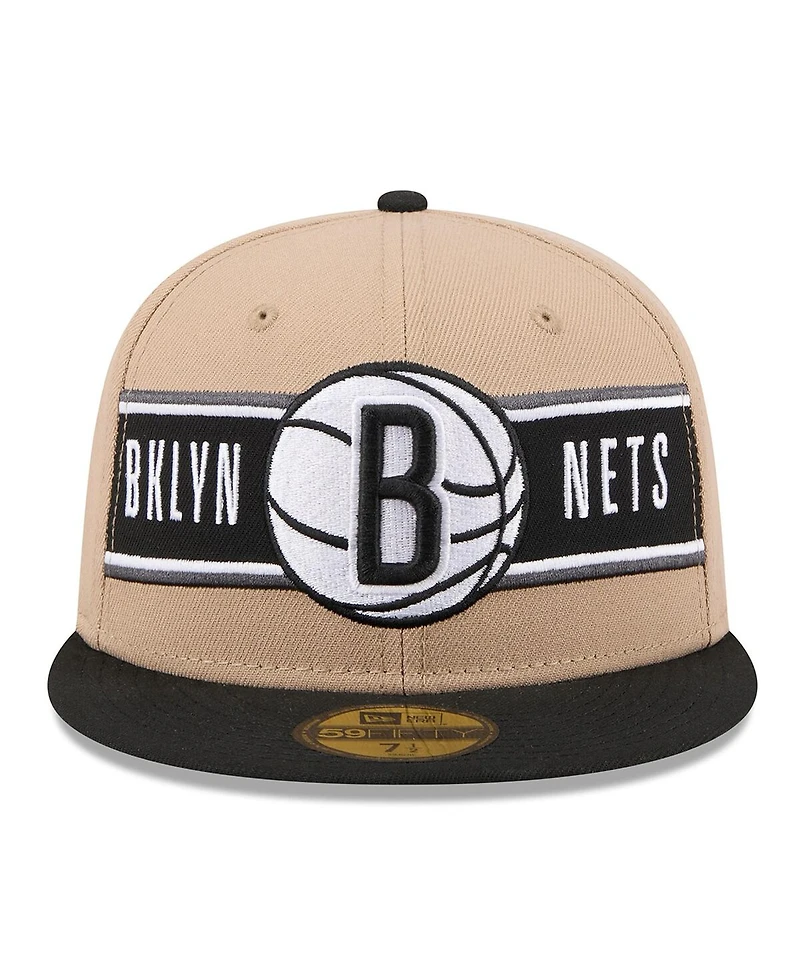 New Era Men's Tan/Black Brooklyn Nets 2024 Nba Draft 59FIFTY Fitted Hat