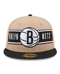 New Era Men's Tan/Black Brooklyn Nets 2024 Nba Draft 59FIFTY Fitted Hat