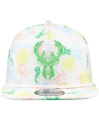 New Era Men's White Milwaukee Bucks Palm Trees and Waves Golfer Adjustable Hat