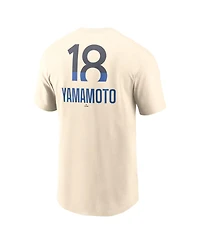 Nike Men's Yoshinobu Yamamoto Cream Los Angeles Dodgers 2024 City Connect Fuse Name Number T-Shirt